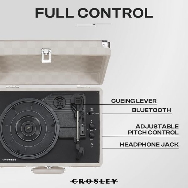 Crosley Cruiser Plus Portable Turntable Almond Checkerboard