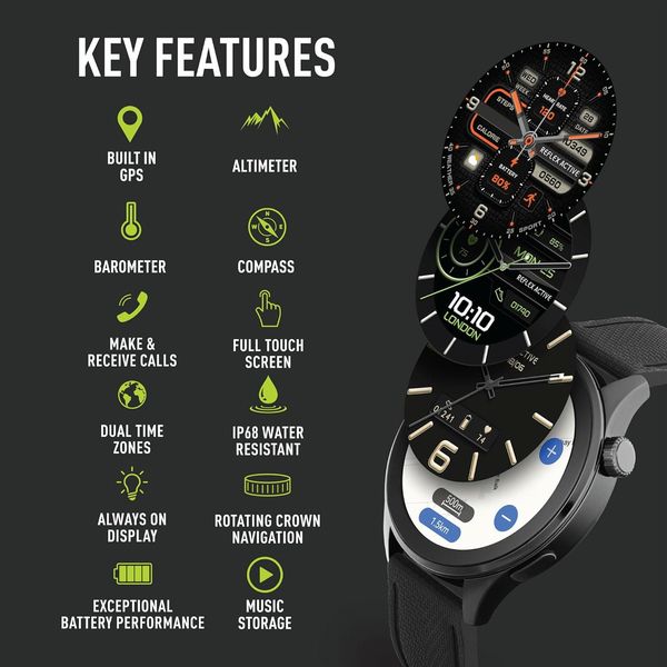 Reflex Active Series 45 Amoled Gps Smart Calling - Black Strap