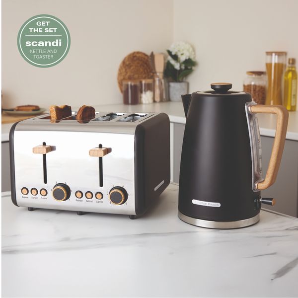Hamilton Beach Kettle And Toaster Set Scandi Collection Black