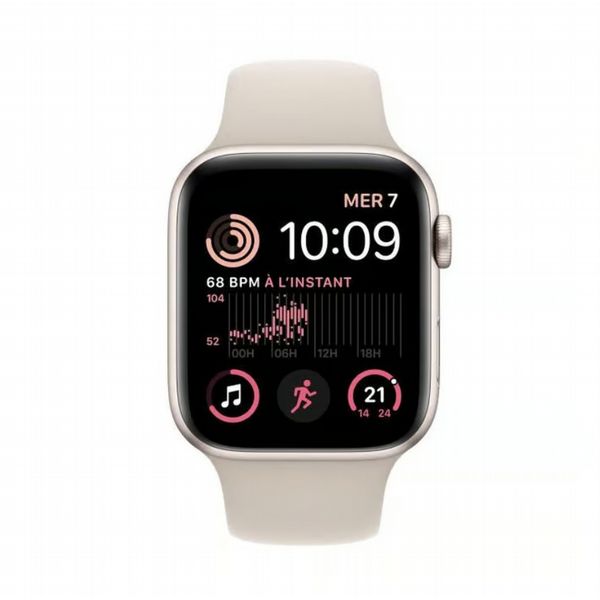 Refurbished Apple Watch SE2 Aluminium 40mm Sport Strap S/M Starlight/Beige. Grade: B