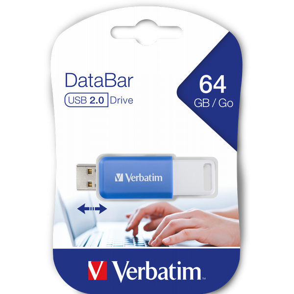 Verbatim Databar USB Drive USB 2.0 64GB Blue 49455