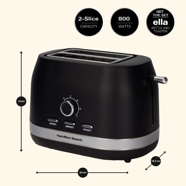 Hamilton Beach Ella Kettle and 2 Slice Toaster Bundle Black