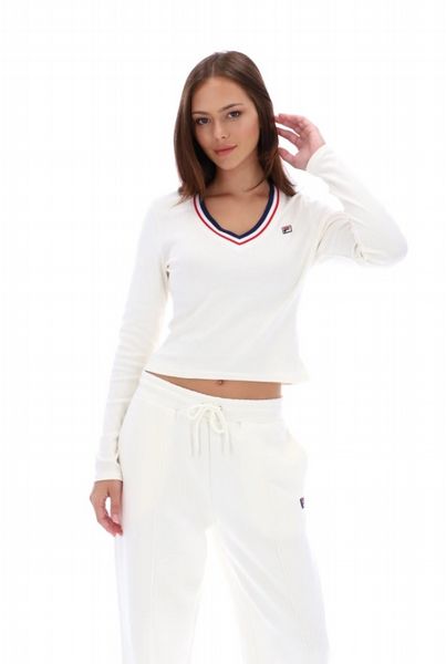 FILA HEATH CLASSIC V NECK LS WOMENS TOP-GARD/FNAVY/FRED