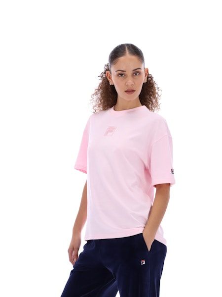 FILA CINZIA WOMENS FIT TEE WITH TONAL FRONT AND BACK GRAPHIC-PINKA BOO