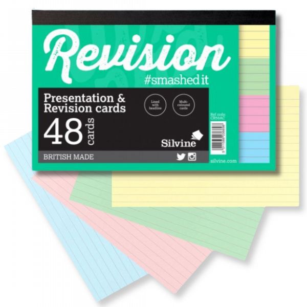 Silvine 6�x4� Revision & Presentation Cards, Asstd Colours