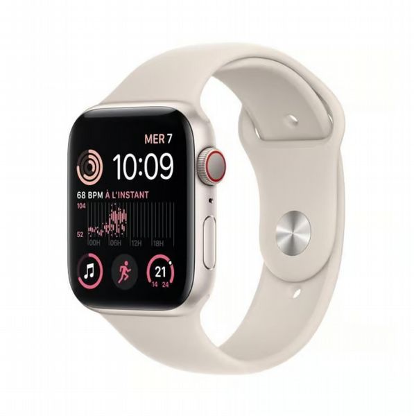 Refurbished Apple Watch SE2 Aluminium 40mm Sport Strap S/M Starlight/Beige. Grade: B