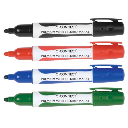 Q-Connect Premium WhiteBoard Marker Bullet Tip Asst. Pack 4